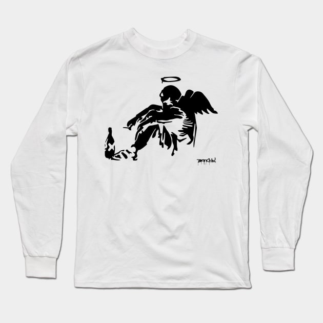BANKSY Drunken Angel Long Sleeve T-Shirt by inkstyl